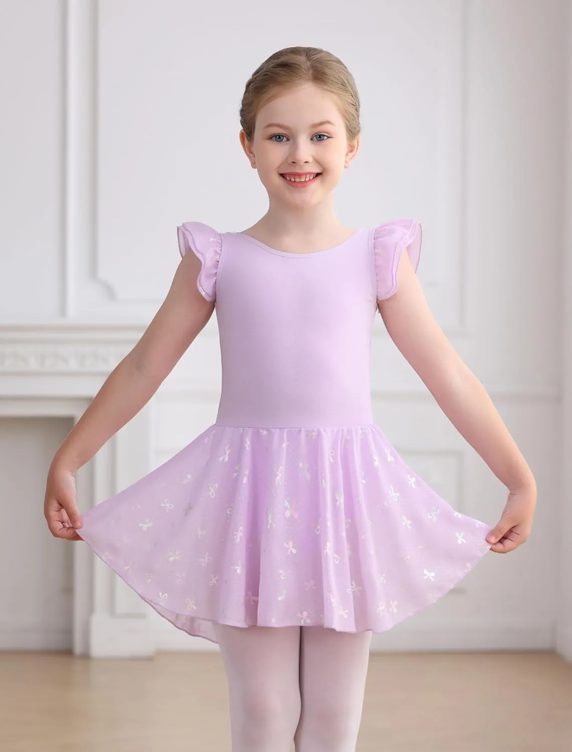 Girls Ballet Leotards Skirt Toddler Dance Ballerina Dresses Outfit Gymnastic Ruffle Butterfly Sleeve