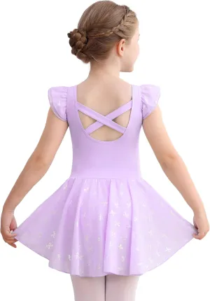 Girls Ballet Leotards Skirt Toddler Dance Ballerina Dresses Outfit Gymnastic Ruffle Butterfly Sleeve