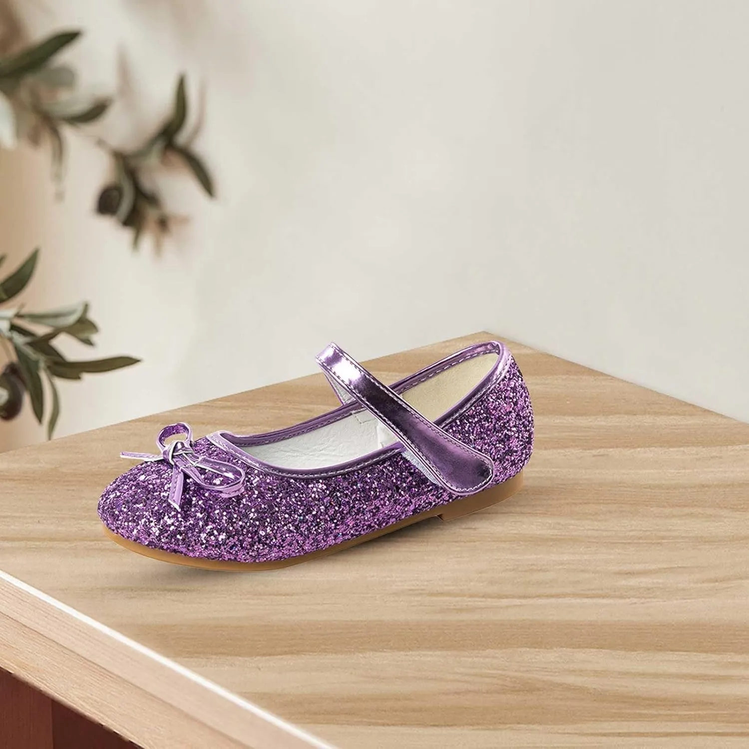 Girls Bowknot Glitter Dress Shoes Cute Mary Jane Low Heels Party Wedding Prom Formal Shoes for Preppy Teens Kids