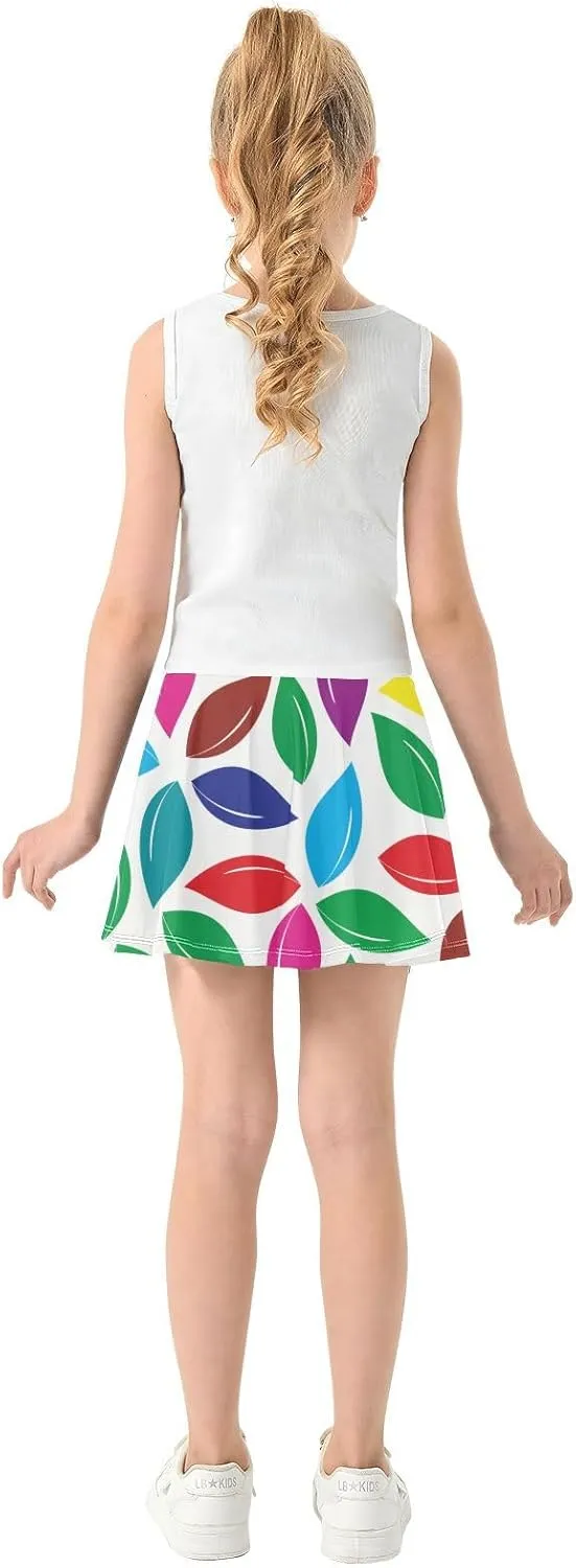 Girls Skorts Active Athletic Skirts with Inner Built-in Shorts for Golf Tennis 3-12T Geometric Stars Hot Pink