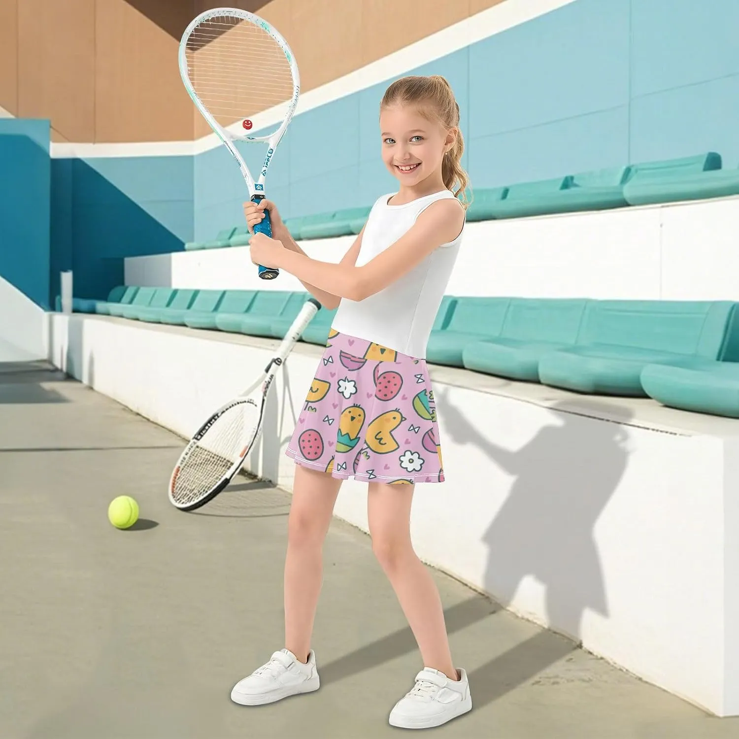 Girls Skorts Active Athletic Skirts with Inner Built-in Shorts for Golf Tennis 3-12T Green Daisy