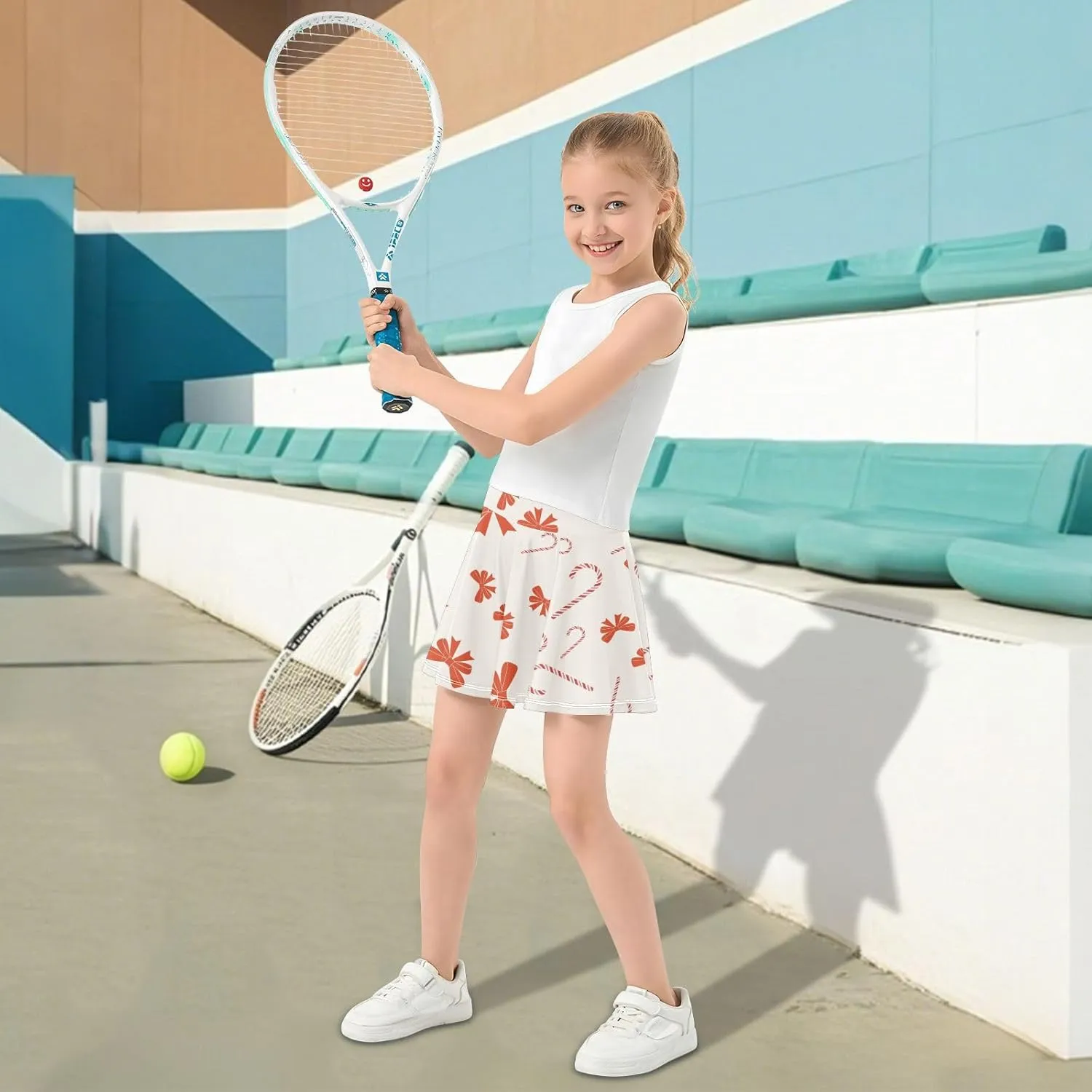 Girls Skorts Active Athletic Skirts with Inner Built-in Shorts for Golf Tennis 3-12T Pink Butterfly Black