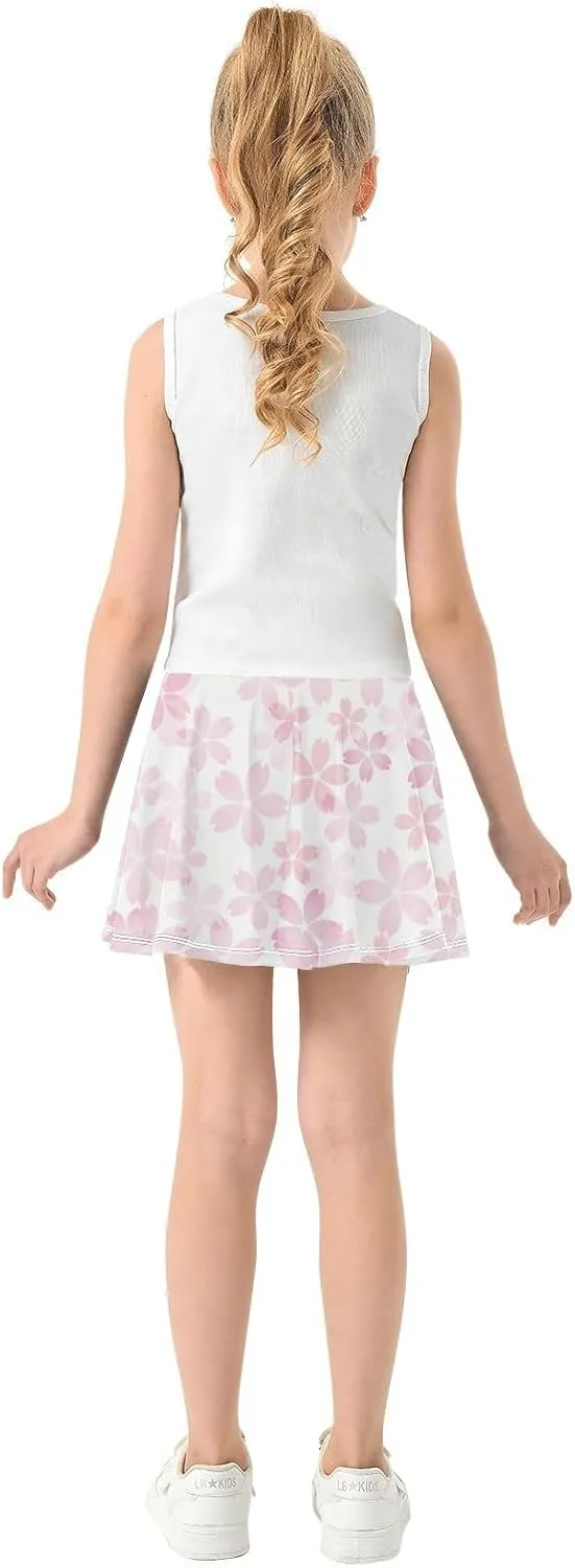 Girls Skorts Active Athletic Skirts with Inner Built-in Shorts for Golf Tennis 3-12T Polka Dot Pink