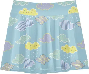 Girls Skorts Active Athletic Skirts with Inner Built-in Shorts for Golf Tennis 3-12T Vintage Blue Hydrangea Stars