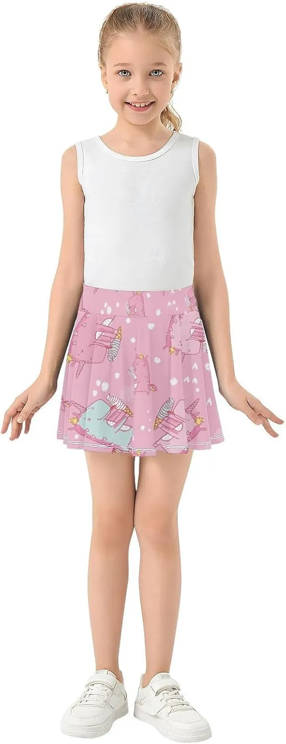 Girls Skorts Active Athletic Skirts with Inner Built-in Shorts for Golf Tennis 3-12T Violet Flowers Purple