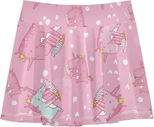 Girls Skorts Active Athletic Skirts with Inner Built-in Shorts for Golf Tennis 3-12T Violet Flowers Purple