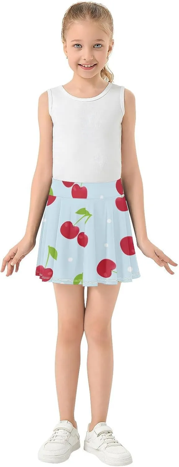 Girls Skorts Active Athletic Skirts with Inner Built-in Shorts for Golf Tennis 3-12T White Rose Flowers