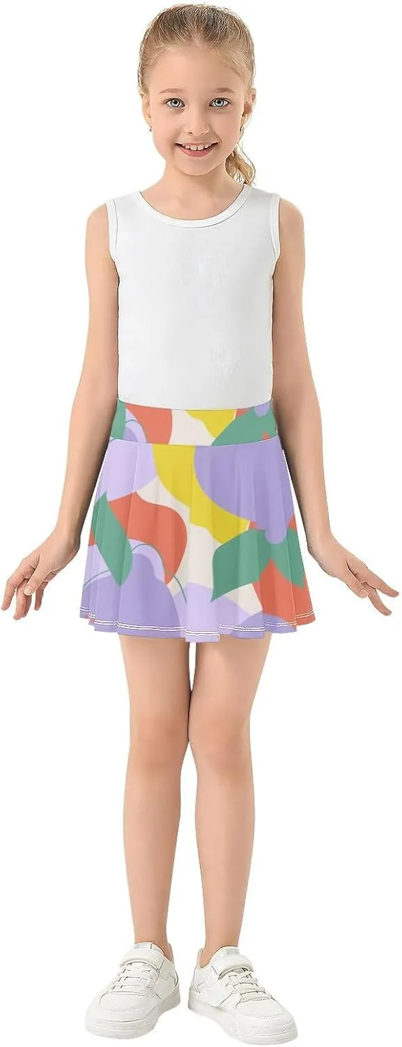 Girls Skorts Active Athletic Skirts with Inner Built-in Shorts for Golf Tennis 3-12T White Rose Flowers