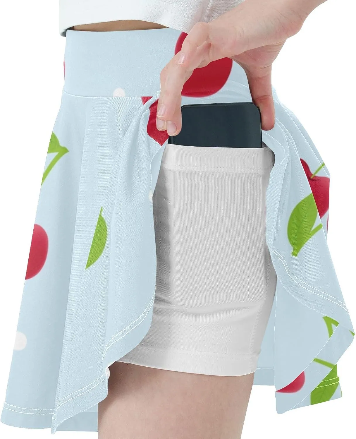 Girls Skorts Active Athletic Skirts with Inner Built-in Shorts for Golf Tennis 3-12T White Rose Flowers