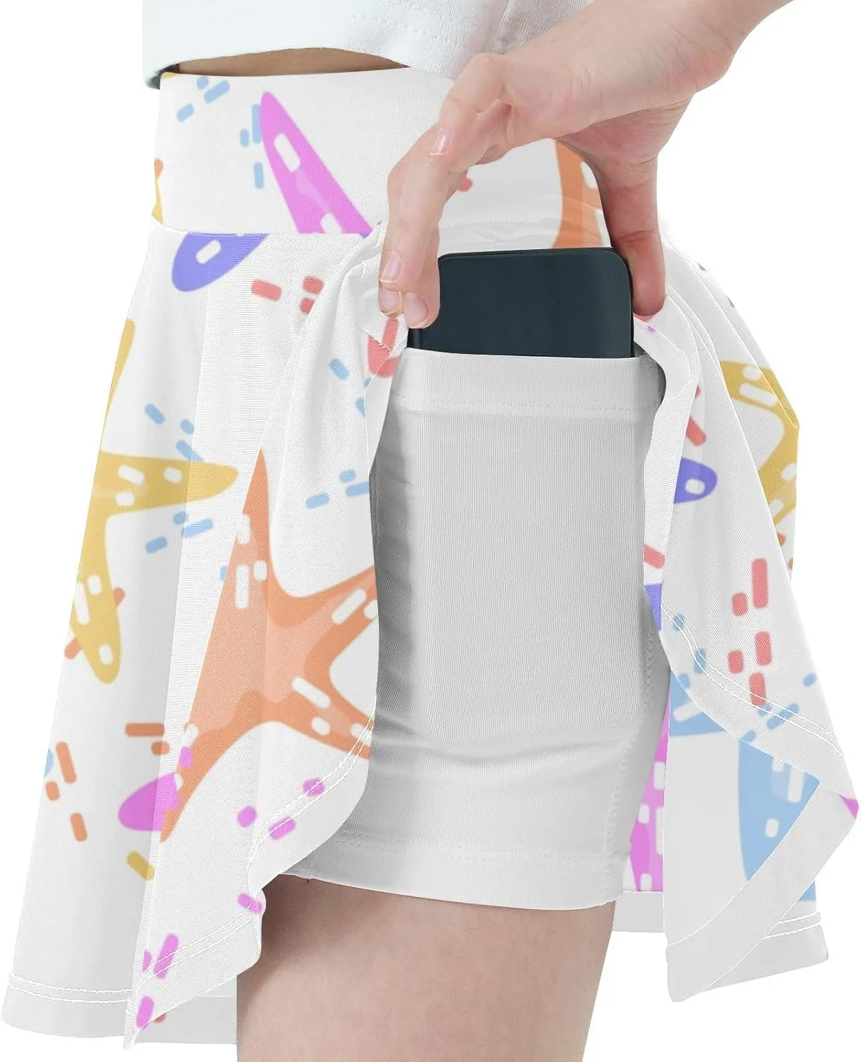 Girls Skorts Active Athletic Skirts with Inner Built-in Shorts for Golf Tennis 3-12T White Rose Flowers