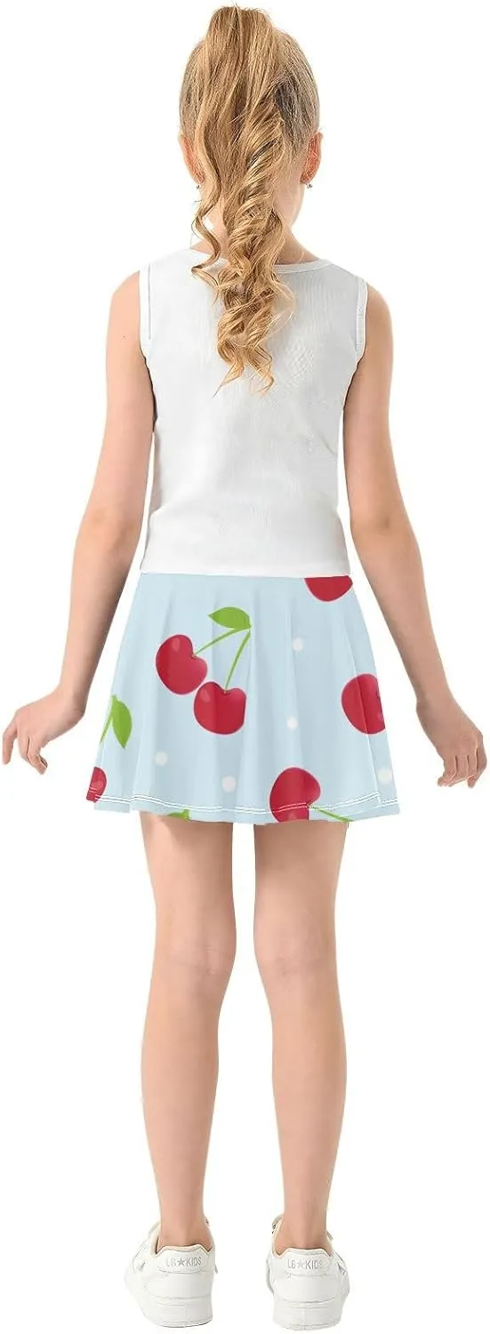 Girls Skorts Active Athletic Skirts with Inner Built-in Shorts for Golf Tennis 3-12T White Rose Flowers