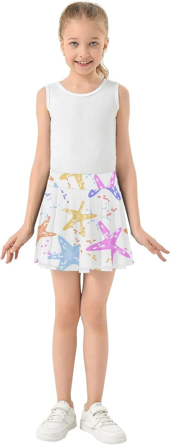 Girls Skorts Active Athletic Skirts with Inner Built-in Shorts for Golf Tennis 3-12T White Rose Flowers