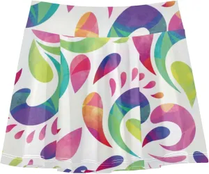 Girls Skorts Active Athletic Skirts with Inner Built-in Shorts for Golf Tennis Running Double Layer Design Stretchy 7-8T Colorful Abstract Swirls