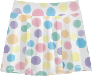 Girls Skorts Active Athletic Skirts with Inner Built-in Shorts for Golf Tennis Running Double Layer Design Stretchy 9-10T Watercolor Rainbow Dots