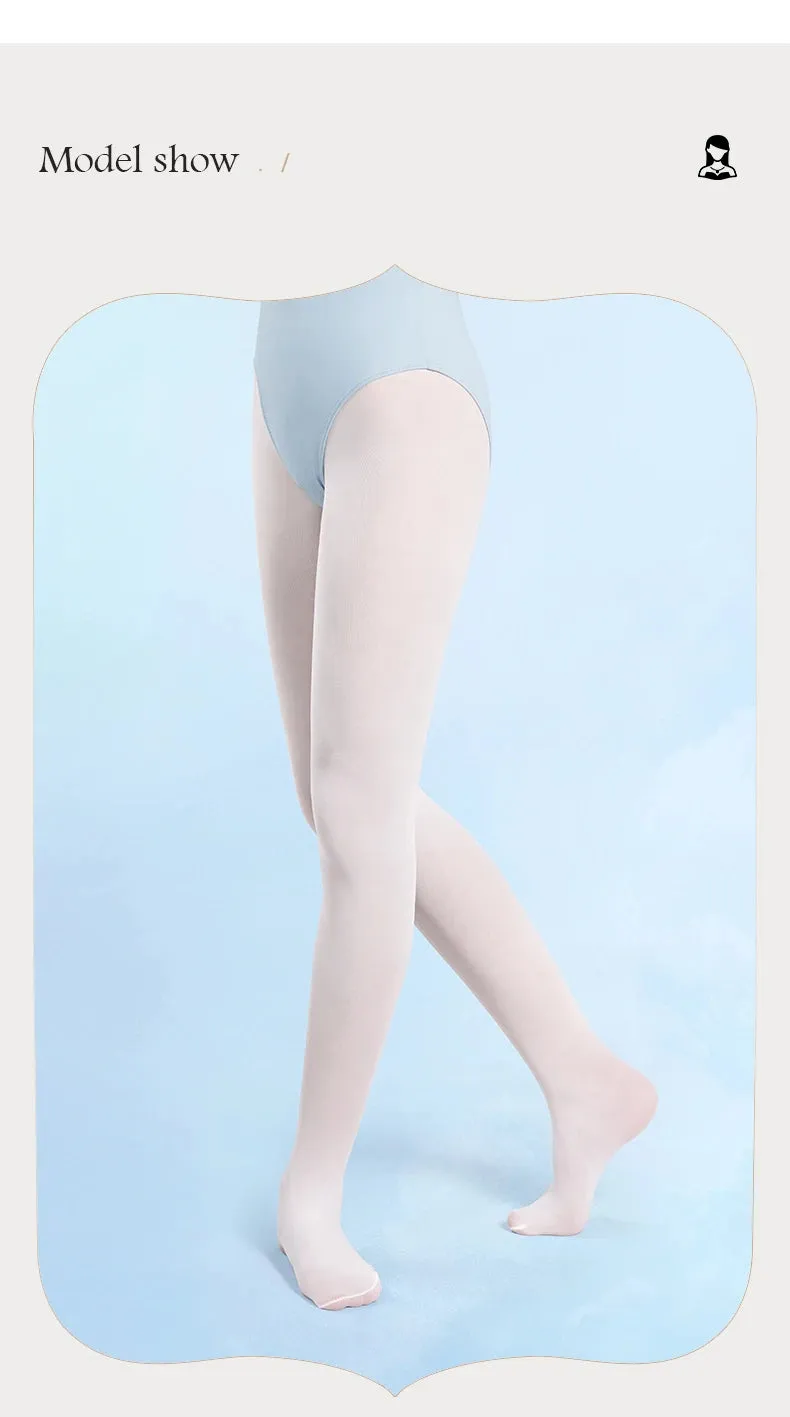 Girls Soft Ballet Tights White Pink Dance Pantyhose 40D Women Practice Stockings