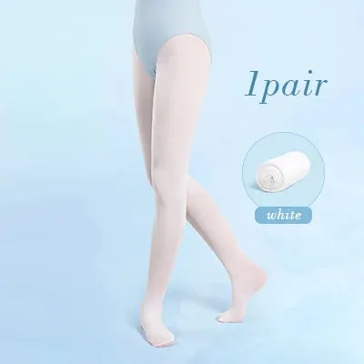 Girls Soft Ballet Tights White Pink Dance Pantyhose 40D Women Practice Stockings