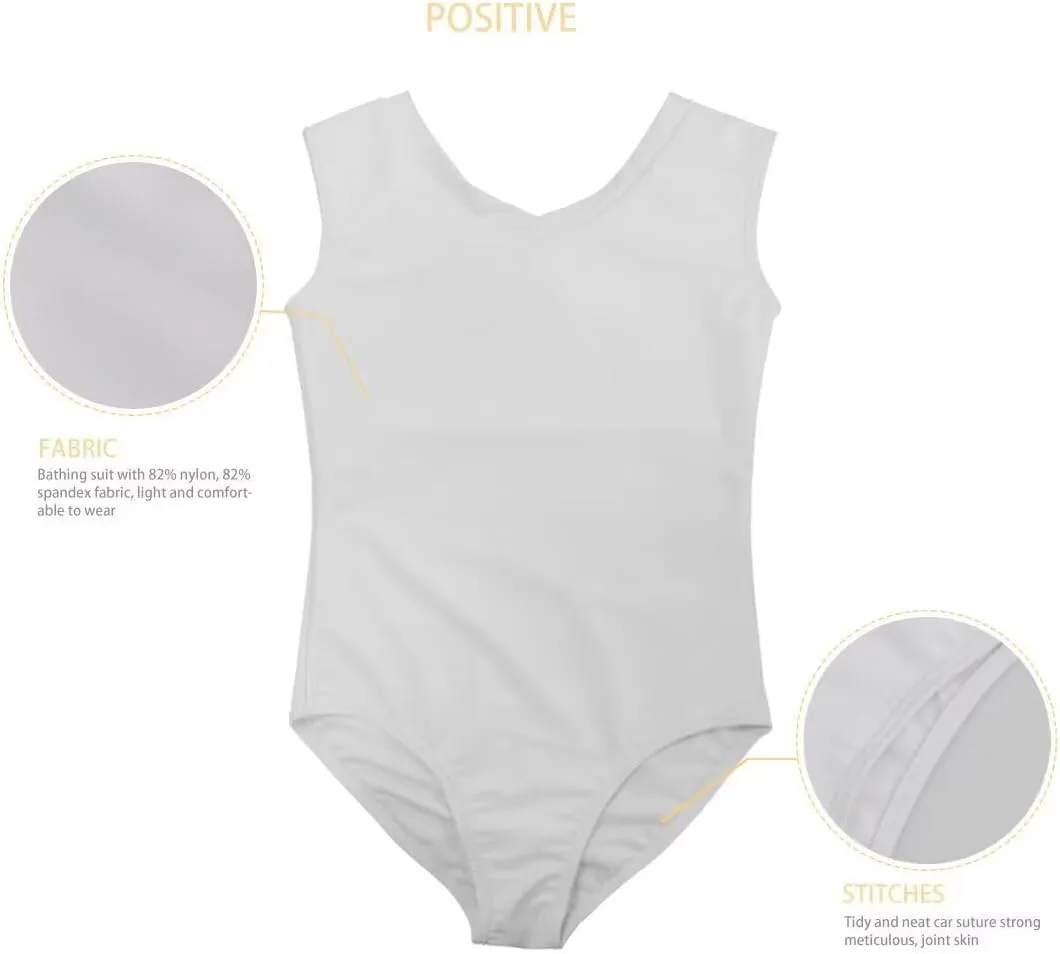 Girls Swimsuits Size 3-14 Kids Summer Sleeveless One Piece Bathing Suit Beach V-Neck
