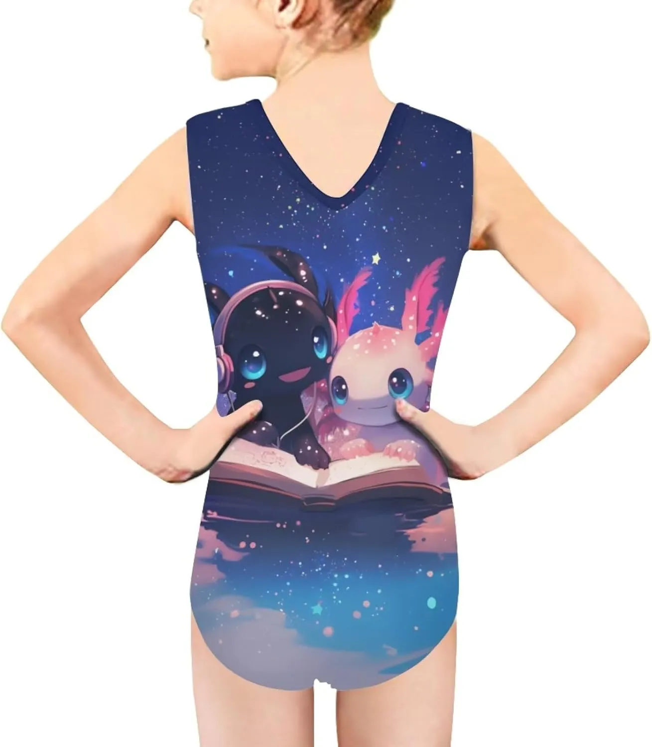 Girls Swimsuits Size 3-14 Kids Summer Sleeveless One Piece Bathing Suit Beach V-Neck