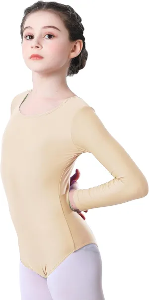 Girls' Team Basic Long Sleeve Leotard Gymnastics Ballet Dance Bodysuits for Kids (2-12Years)