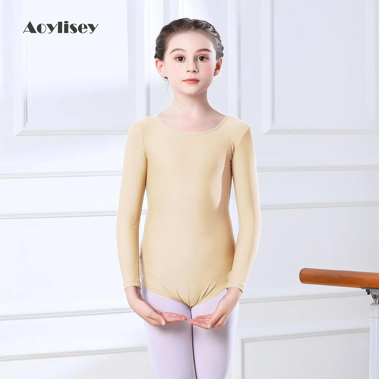 Girls' Team Basic Long Sleeve Leotard Gymnastics Ballet Dance Bodysuits for Kids (2-12Years)