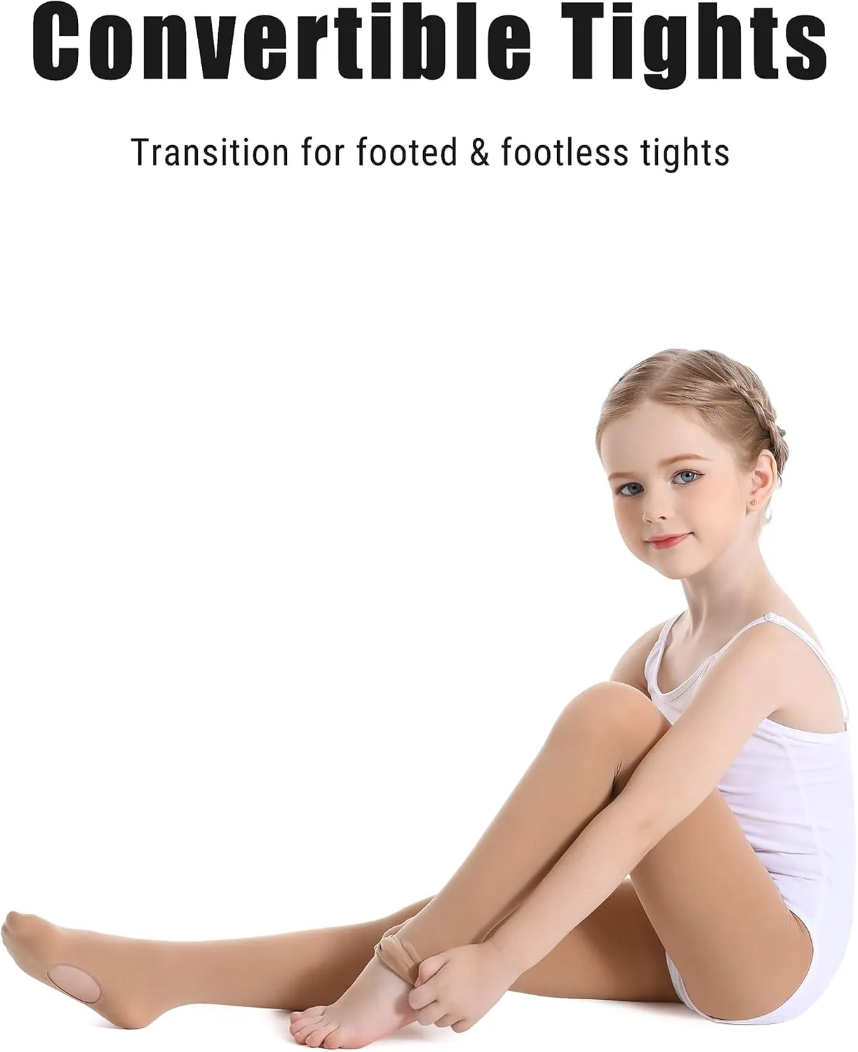 Girls Women Dance Ballet Tights Transition Leggings Ultra Soft Convertible Tights for Students (Toddler/Kids/Adult)