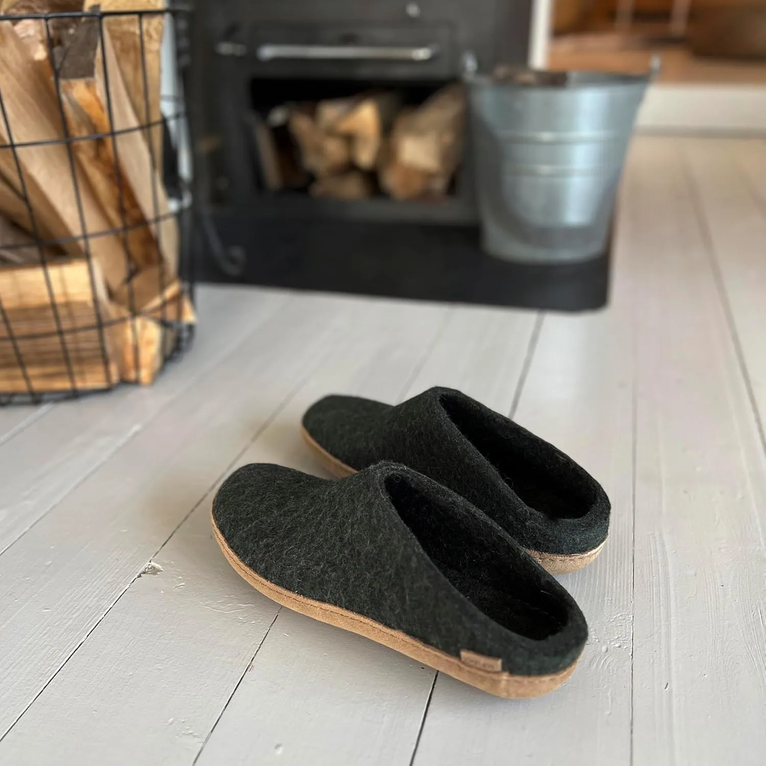 Glerups 100% high quality wool mix Slipper with leather sole - Unisex Slip-on
