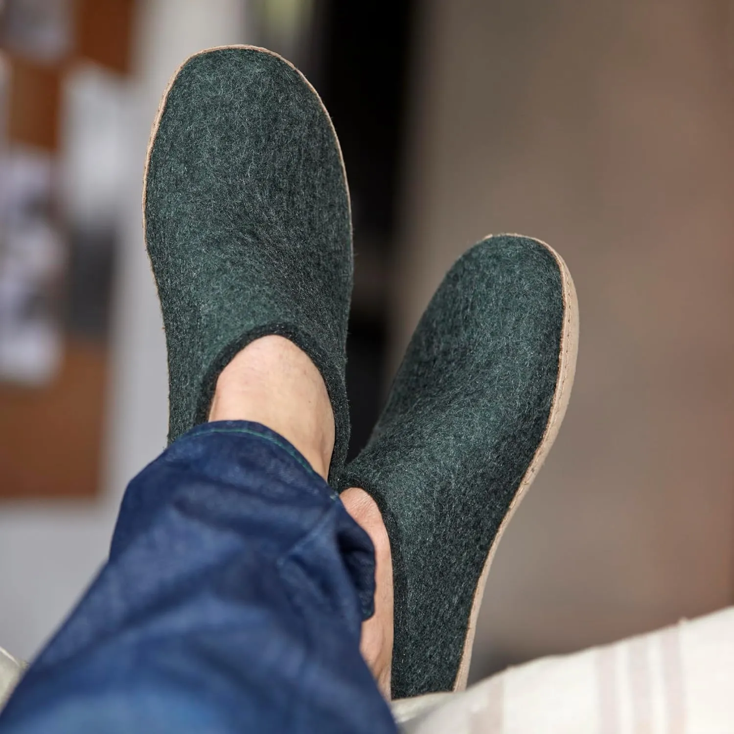 Glerups 100% high quality wool mix Slipper with leather sole - Unisex Slip-on