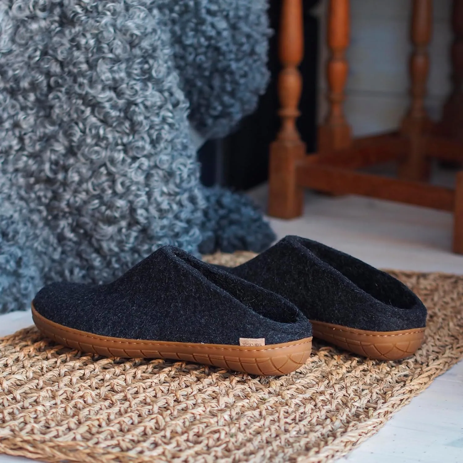 Glerups 100% high quality wool mix Slipper with rubber sole - Unisex Slip-on