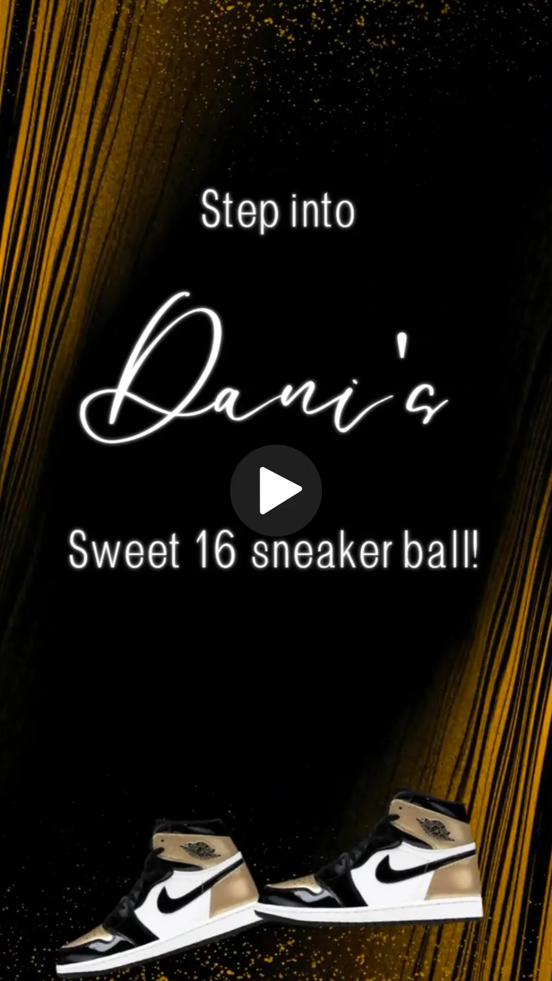 Gold Sneaker Birthday Invitation | Sneaker Ball Party Invite | Gold Theme Digital Party Invite