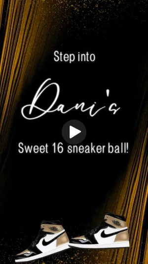 Gold Sneaker Birthday Invitation | Sneaker Ball Party Invite | Gold Theme Digital Party Invite