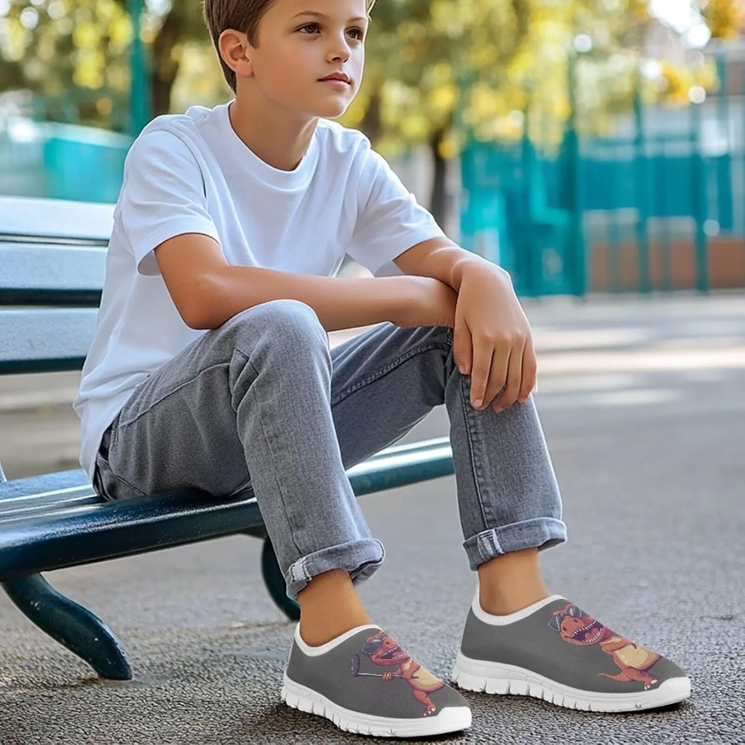 GOSTONG Kids Boys Slip On Sneakers Soft Loafers Low Top Non Slip Casual Walking Shoe Ooutdoor Flat Sports Shoes White Sole Size 11-15