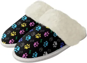 GOSTONG Women's House Slippers Slip on Fuzzy Slippers with Faux Furry Lining Non Slip Indoor Outdoor Warm Fluffy Slippers Size 5-13