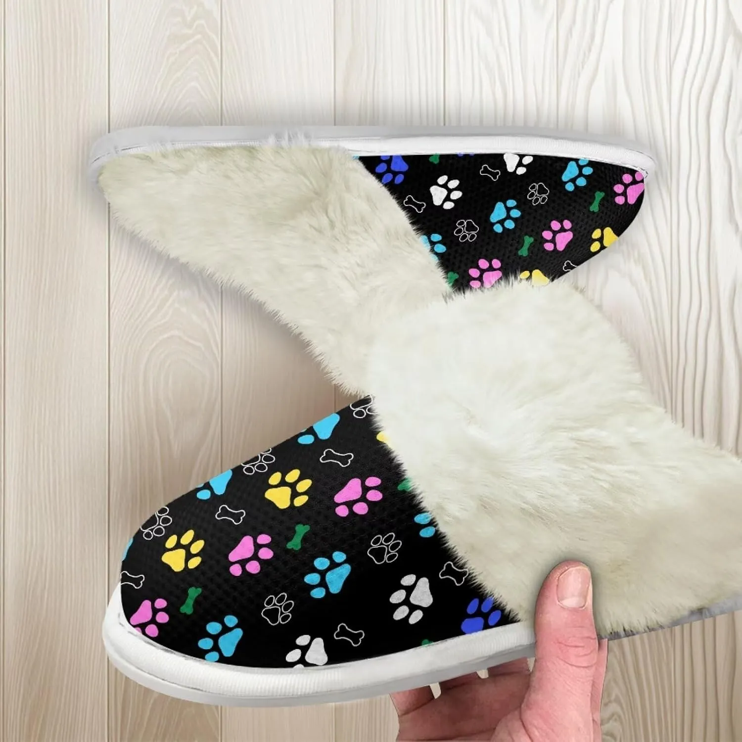 GOSTONG Women's House Slippers Slip on Fuzzy Slippers with Faux Furry Lining Non Slip Indoor Outdoor Warm Fluffy Slippers Size 5-13
