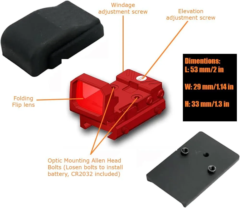 GOTICAL CNC-Machined Fiber Optic Set Front & Rear Handgun Sights for Glock Pistols Standard Models