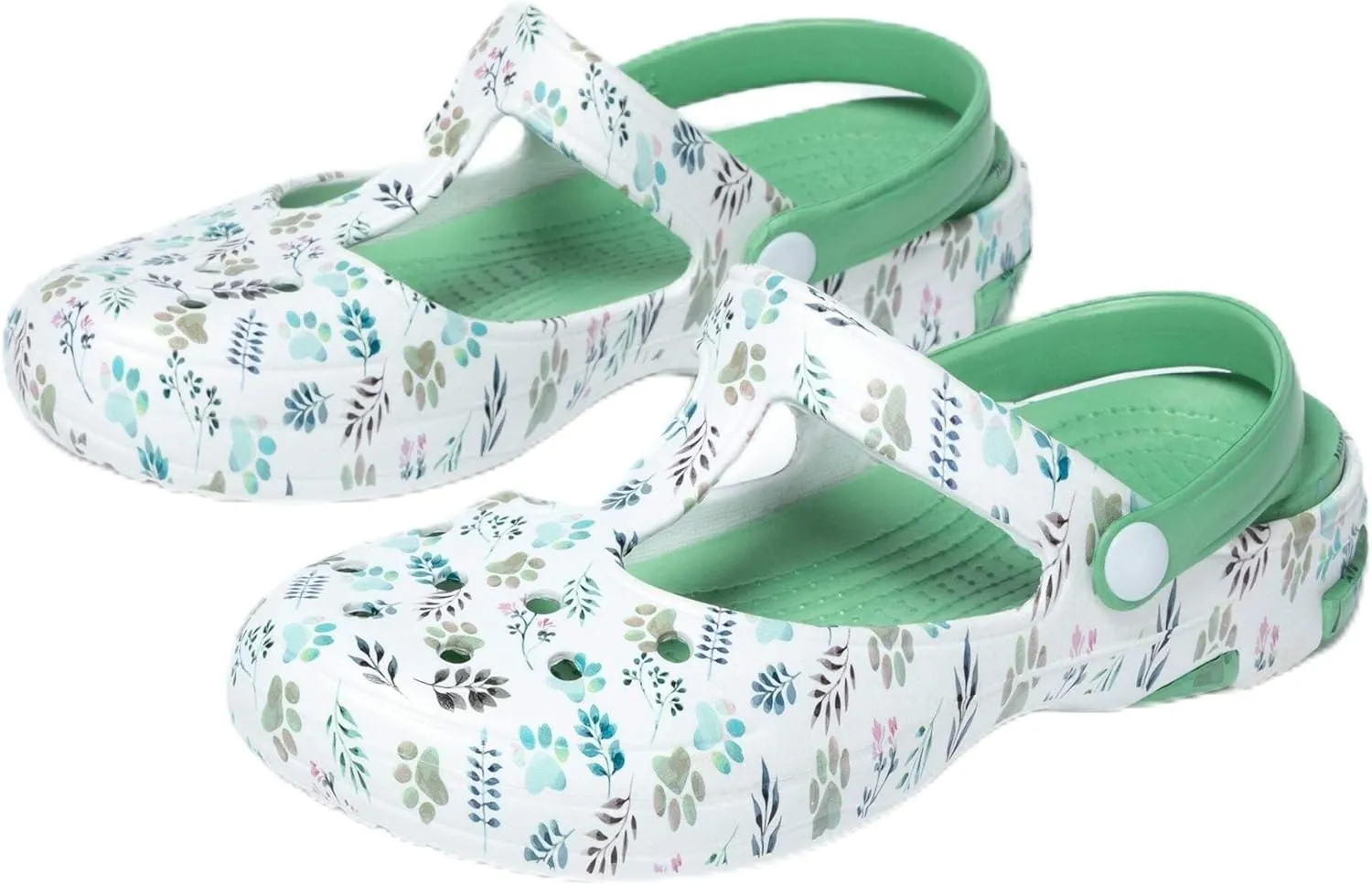 GreaterGood Multicolored Mary Jane Clogs Lightweight EVA Slip On Shoes Moveable Strap Quick Dry Garden Water Resistant Gifts for Women