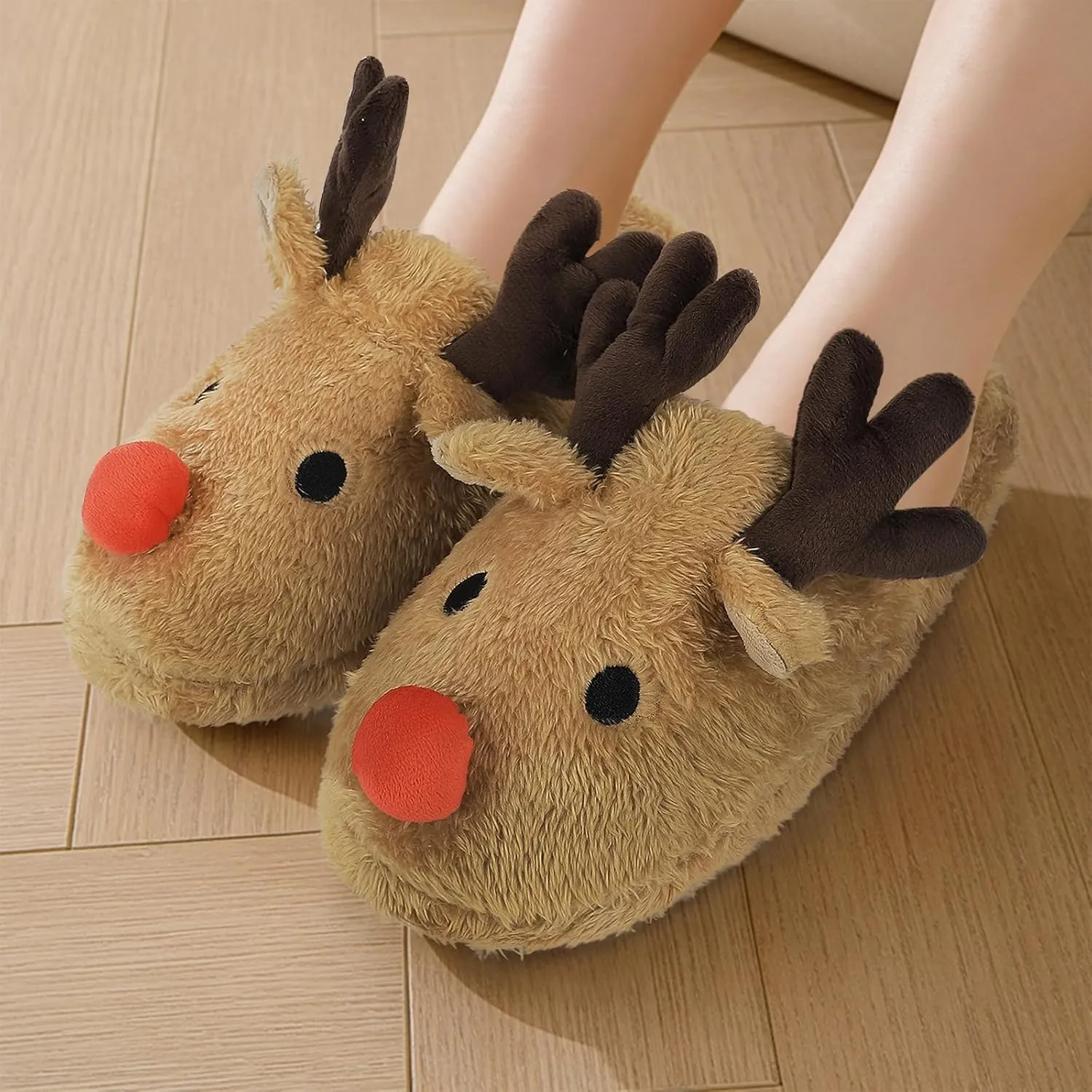 Greenery-GRE Womens Cartoon Indoor Warm Fleece Slippers Winter Soft Cozy Home Booties Non-Slip Plush Slip-on Shoes Ankle Boots