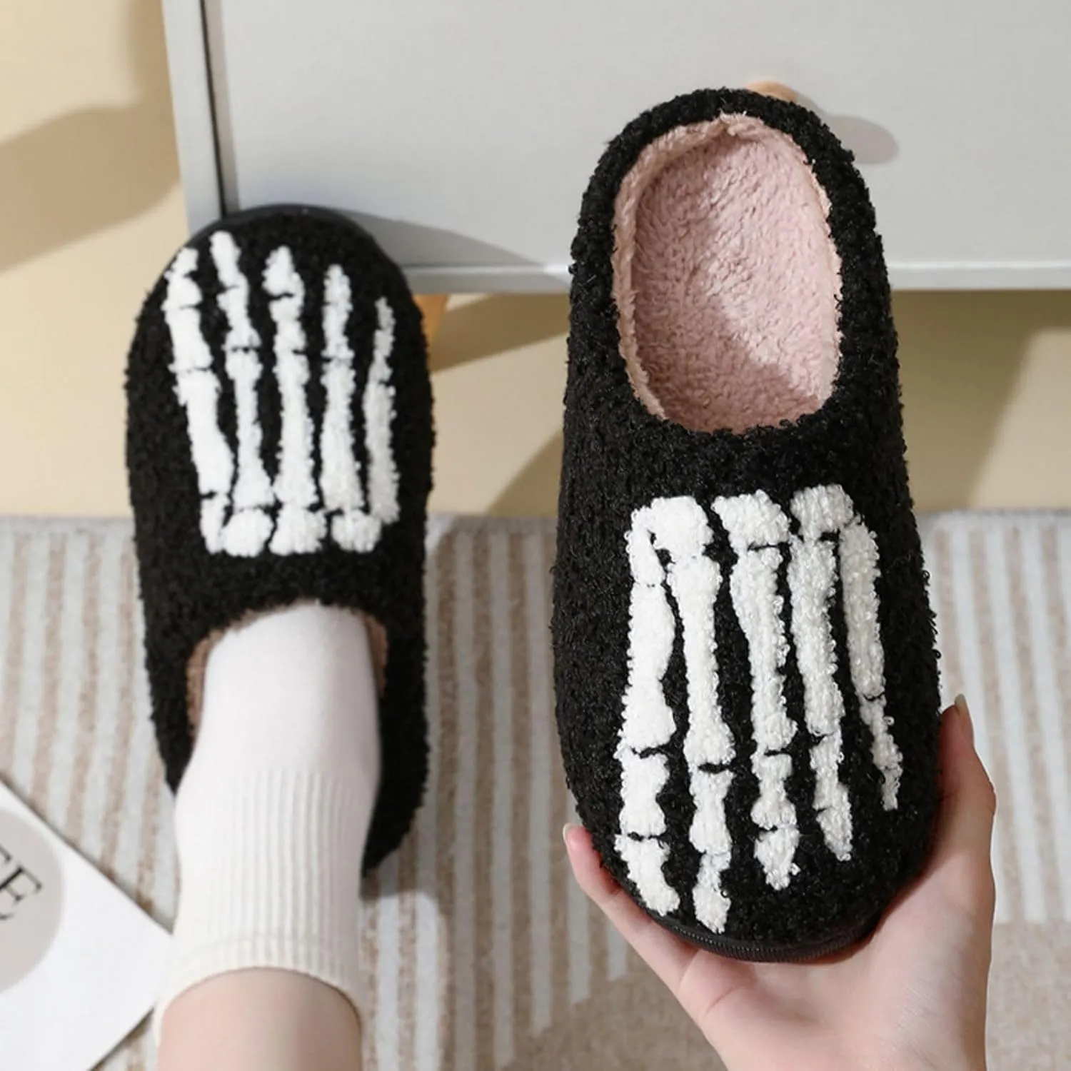 Grimace Halloween Soft Plush Comfy Slippers - Pumpkin Slippers, Slip-on, Cozy Indoor/Outdoor, Fluffy for Women & Men