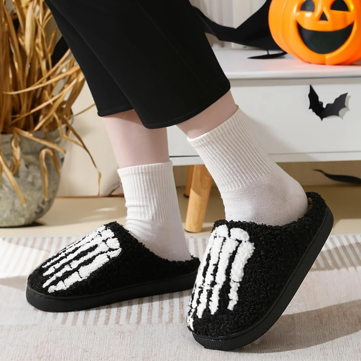 Grimace Halloween Soft Plush Comfy Slippers - Pumpkin Slippers, Slip-on, Cozy Indoor/Outdoor, Fluffy for Women & Men