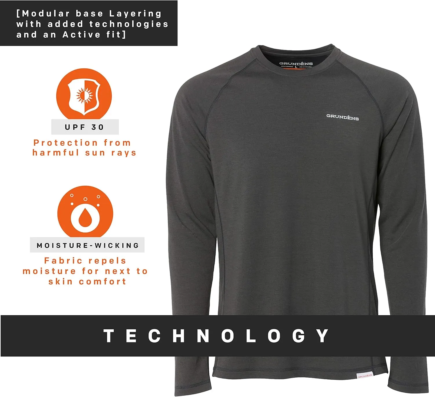 Grundens Men’s Grundies Lightweight Crew Top | Base Layer, Anti-Odor