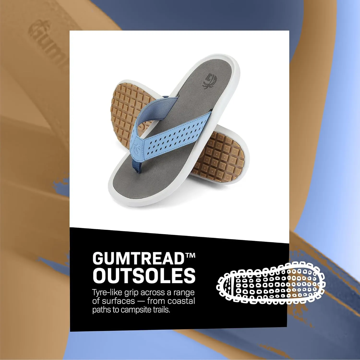 Gumbies Noosa Unisex Flip-Flop, with Arch Support Supersoft Brush EVA Footbed, Soft Cotton Backed Strap & Recycled Rubber Sole - Comfort Guaranteed