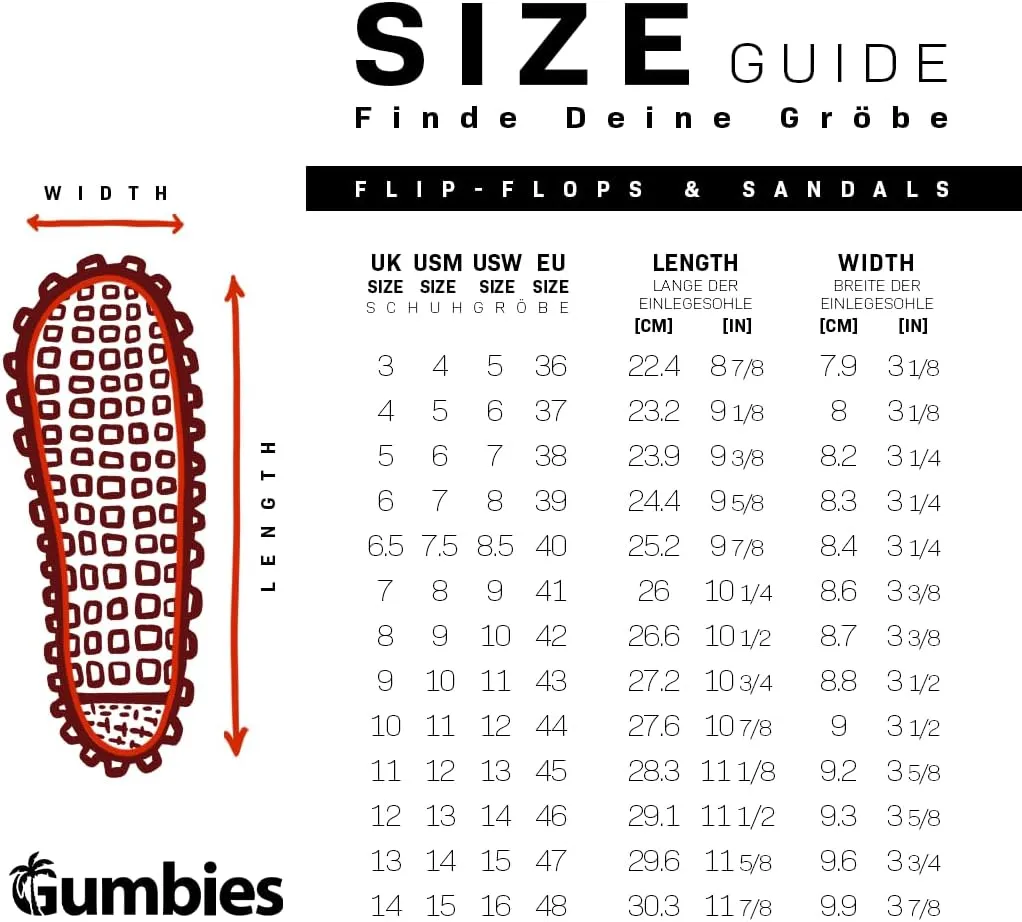 Gumbies Noosa Unisex Flip-Flop, with Arch Support Supersoft Brush EVA Footbed, Soft Cotton Backed Strap & Recycled Rubber Sole - Comfort Guaranteed