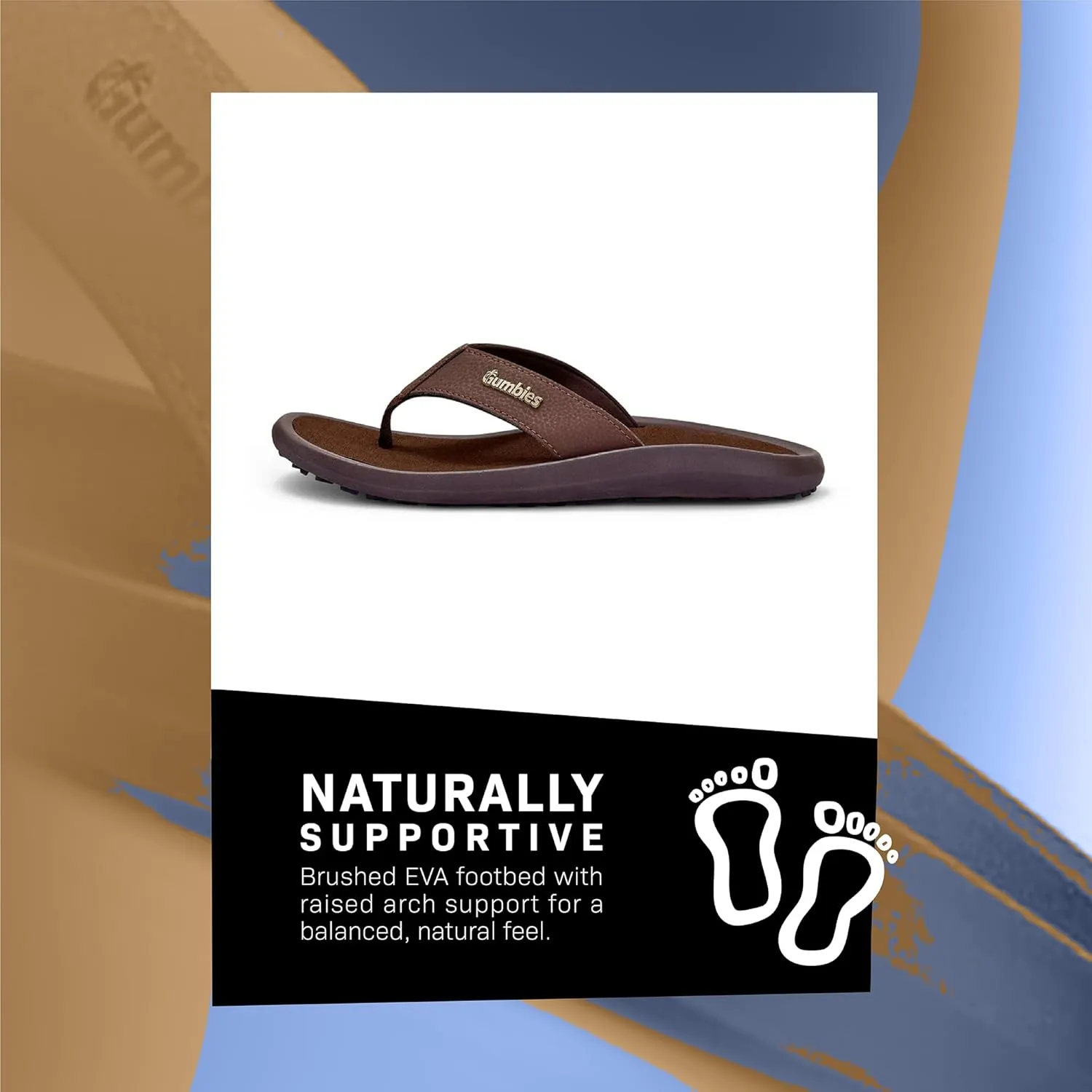 Gumbies Noosa Unisex Flip-Flop, with Arch Support Supersoft Brush EVA Footbed, Soft Cotton Backed Strap & Recycled Rubber Sole - Comfort Guaranteed