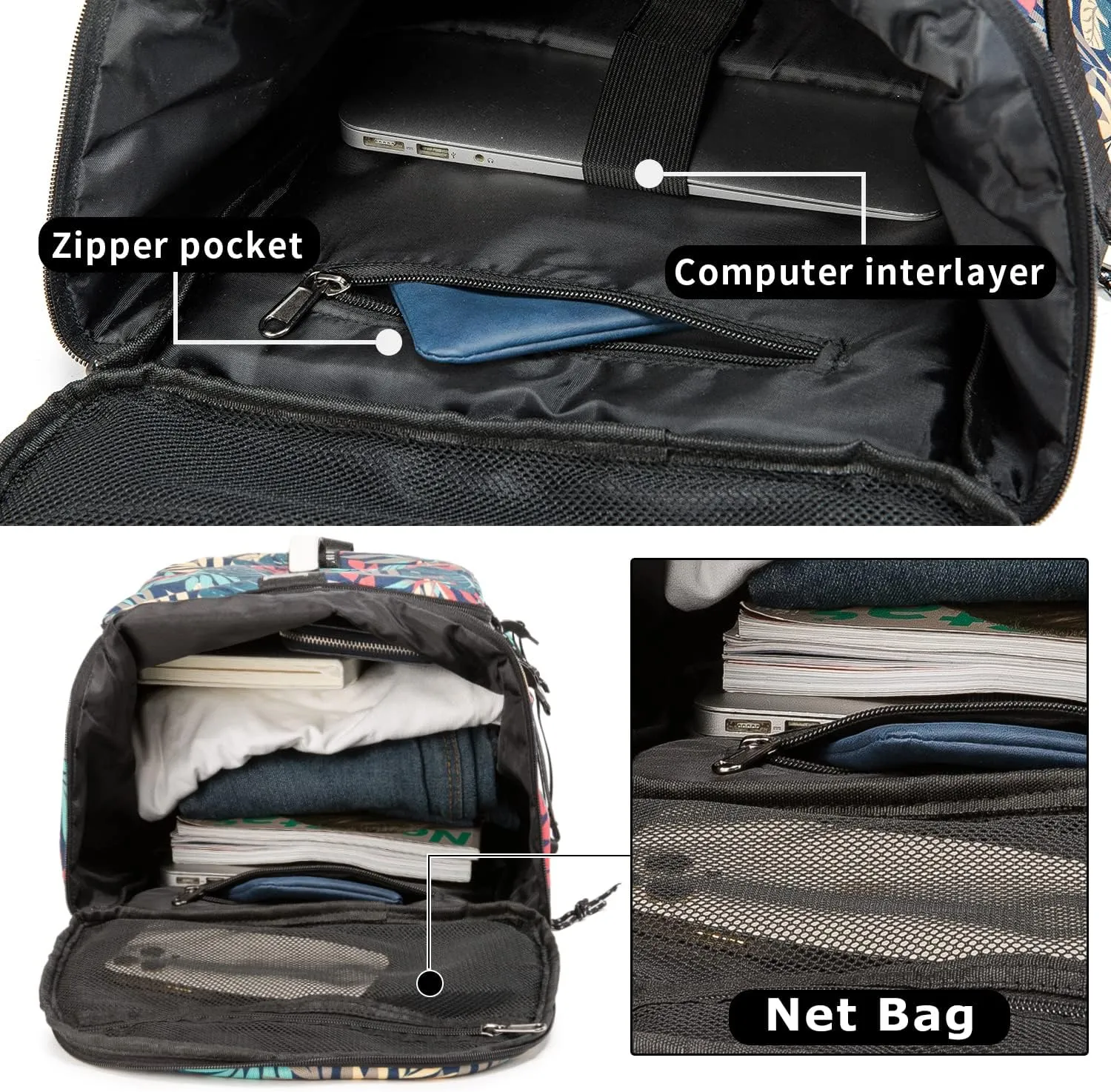 Gym Duffle Bag Waterproof black Laptop Backpack Suitable for Hiking, Fishing, Travel 40L Large Capacity Trendy Cool Lightweight Backpack for Men and Women (Black)…