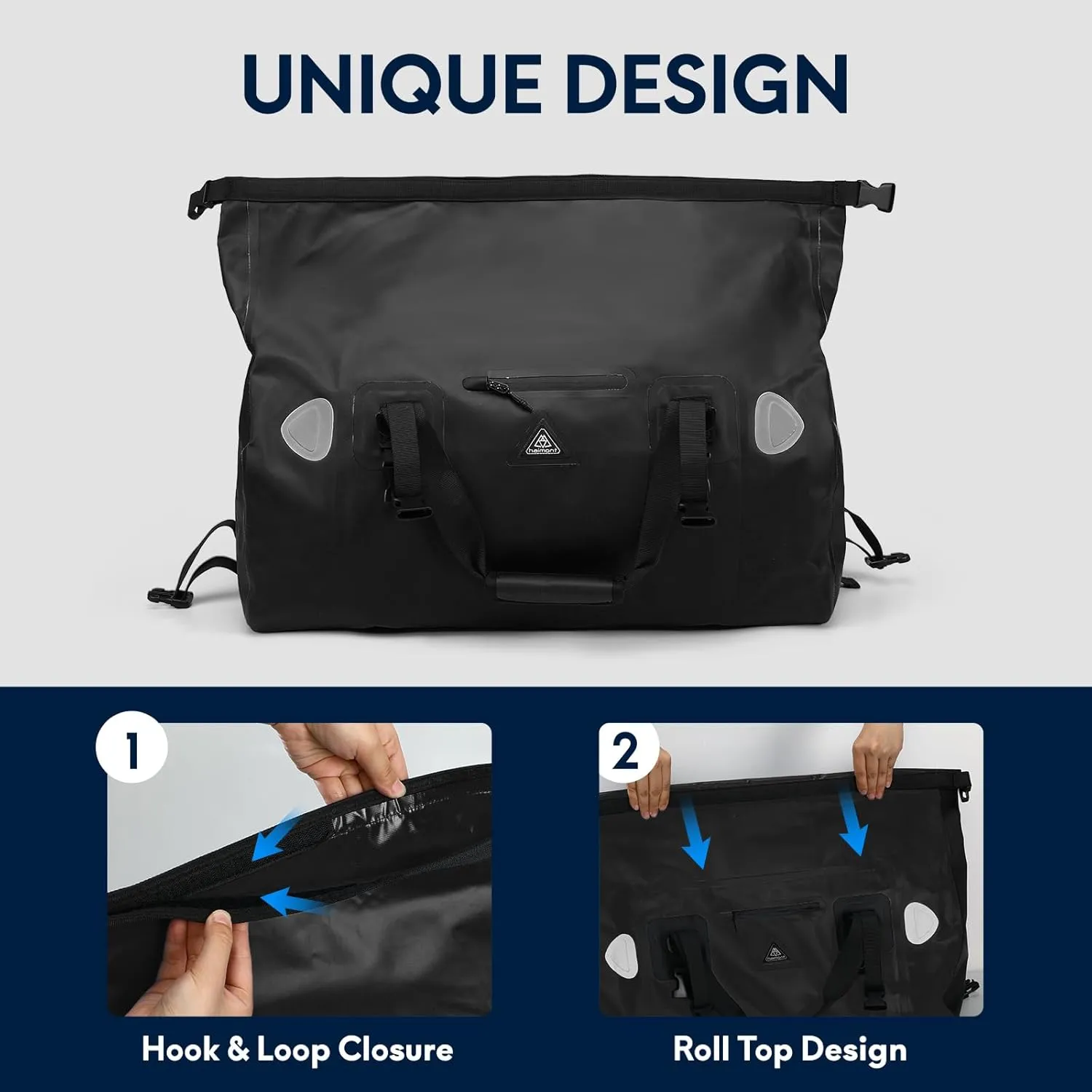 Haimont Waterproof Duffel Bag Roll-top Dry Duffel Bag with Quick-fixed Straps for Motorcycling, Rafting, Boating, SUP, Kayaking, Travel, 50L/70L