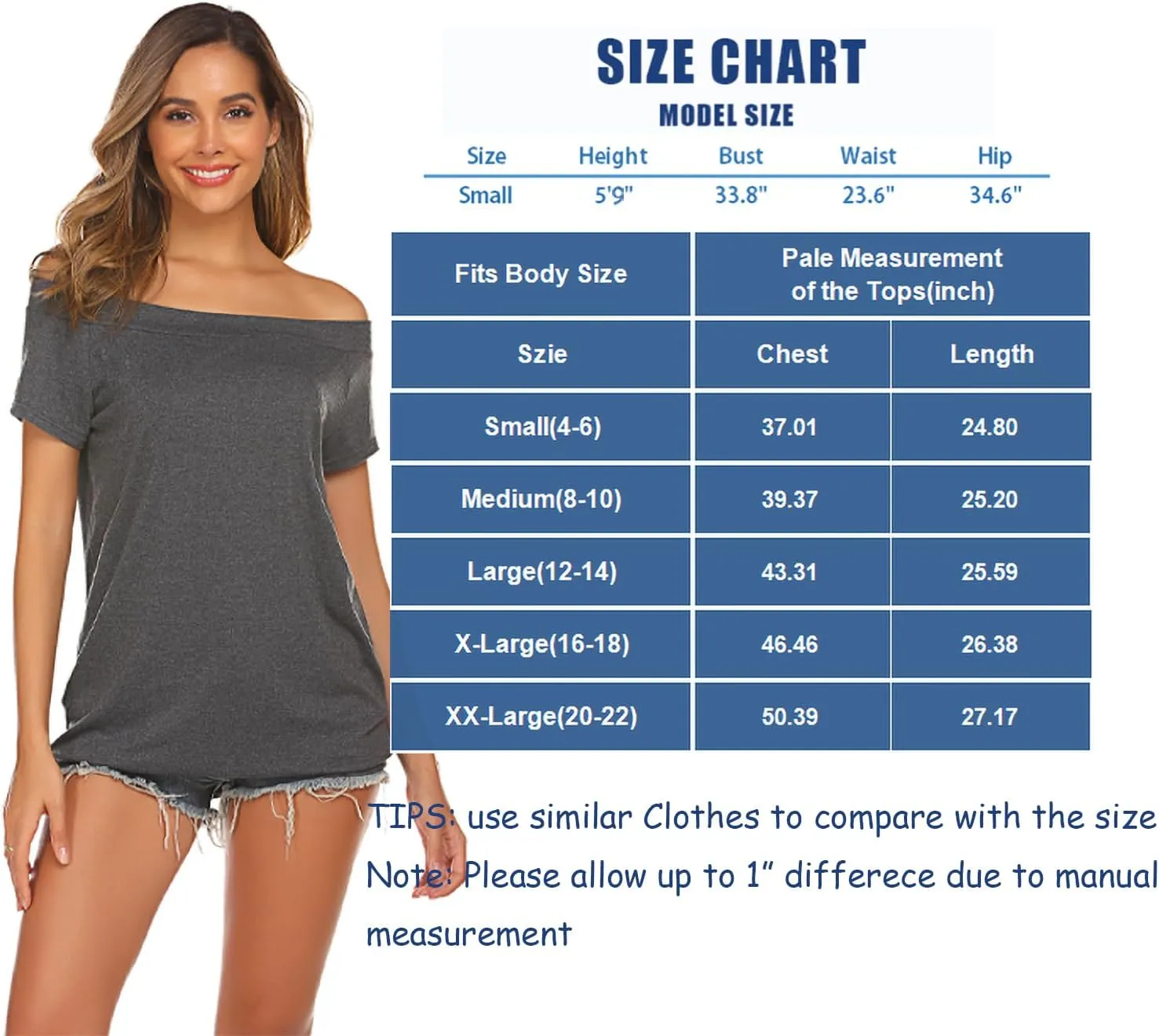 Halife Women's Off The Shoulder Tops Summer Casual Short Sleeve T Shirts