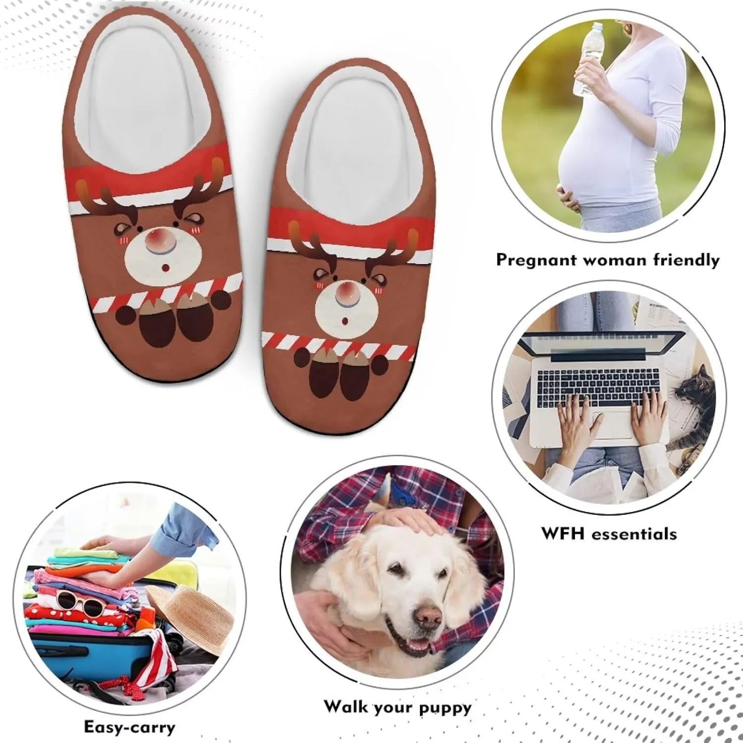 Halloween Christmas Designs Cotton Slippers for Women and Men Soft Warm Non-Slip House Slippers Travel Slippers