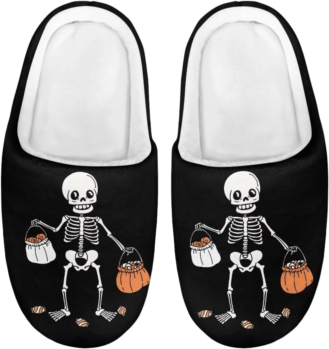 Halloween Plush Slippers for Kid Soft Slippers Floral Fluffy Fuzzy Slip-On Anti-Skid Outdoor Home Slipper for Kids