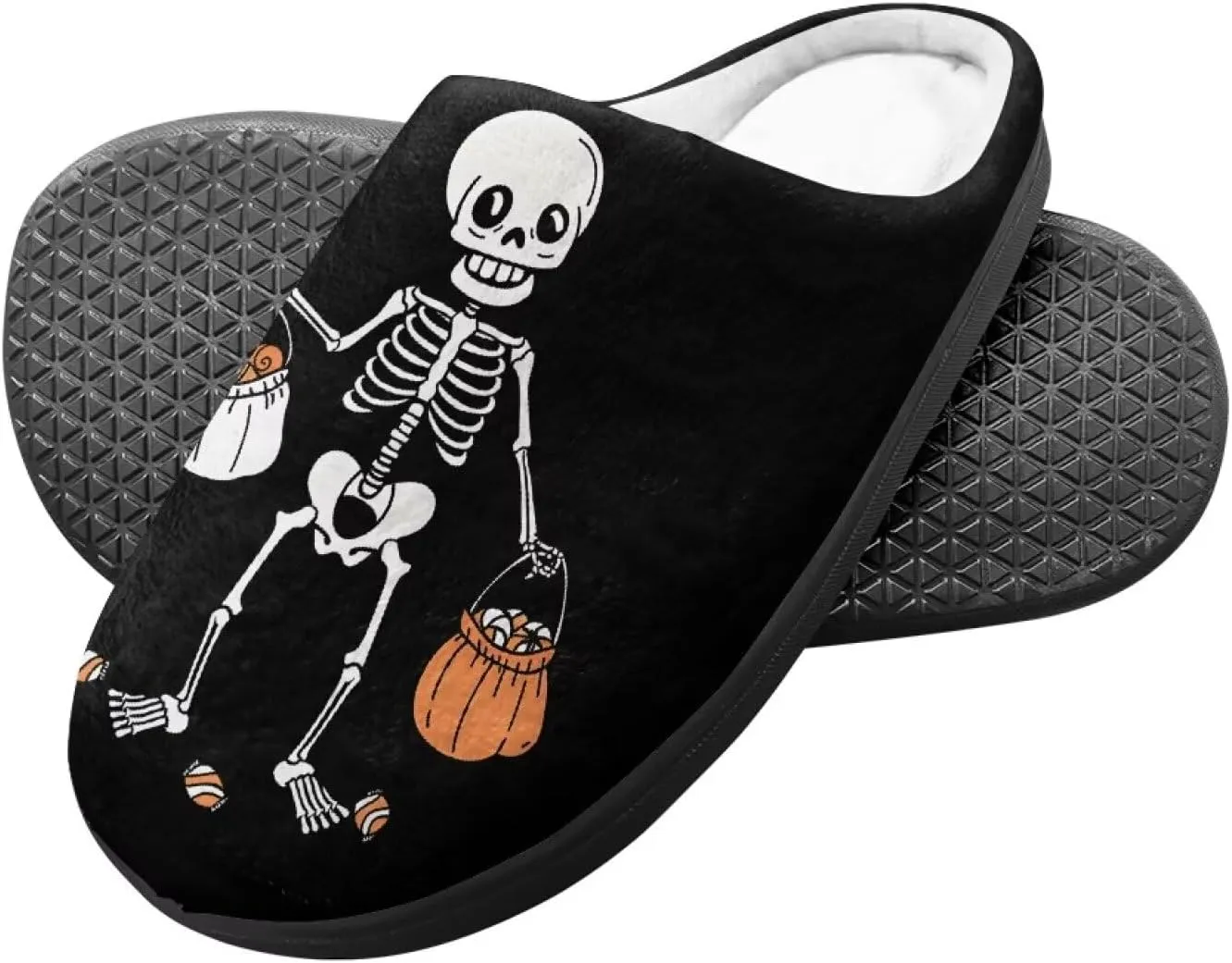 Halloween Plush Slippers for Kid Soft Slippers Floral Fluffy Fuzzy Slip-On Anti-Skid Outdoor Home Slipper for Kids