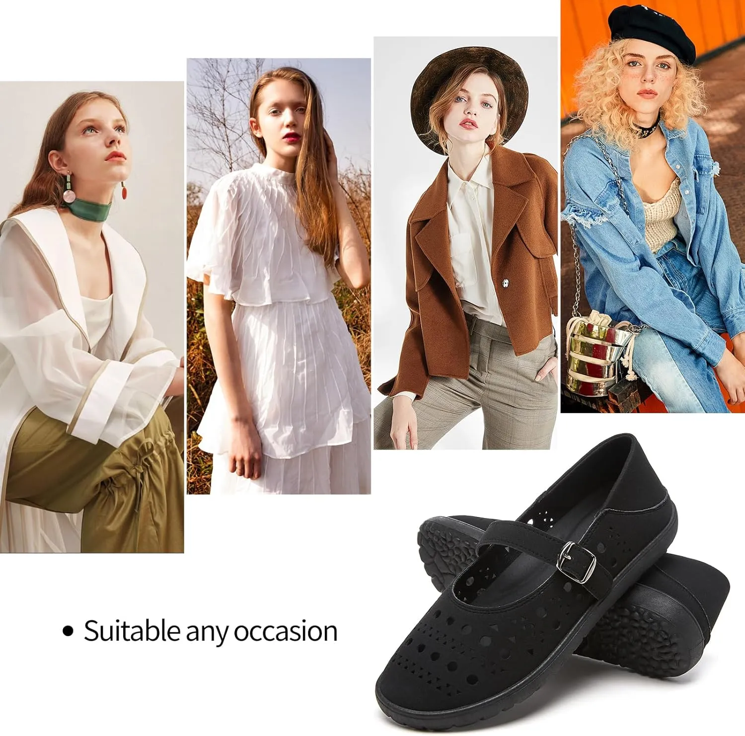 hash bubbie Womens Ballet Mary Jane Flats Memory Foam Comfortable Dress Shoes Cute Wide Width Work Office Shoes