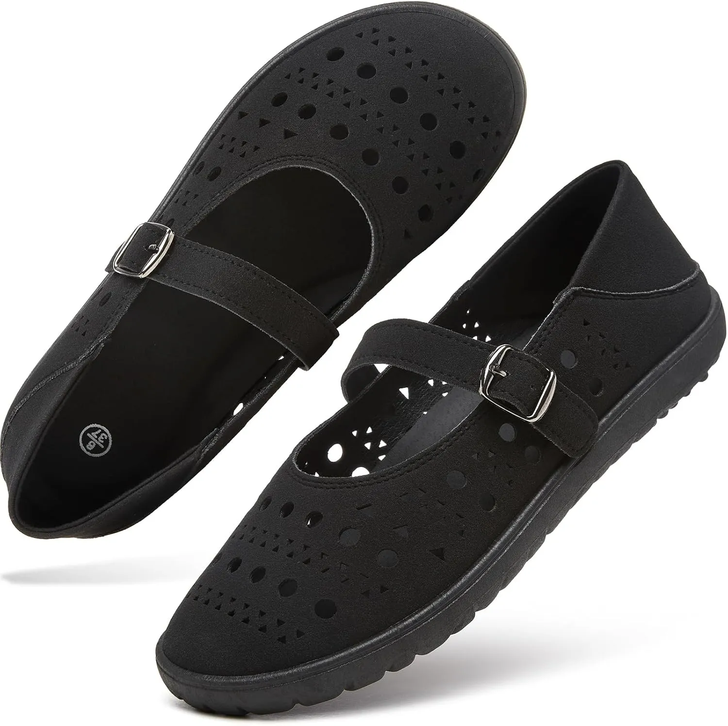 hash bubbie Womens Ballet Mary Jane Flats Memory Foam Comfortable Dress Shoes Cute Wide Width Work Office Shoes